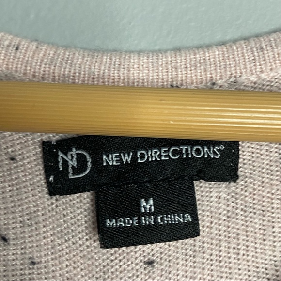 3/$20 New Directions Polka Dot Ribbed Knit Pink and Black Long Sleeve Sweater - Picture 3 of 4